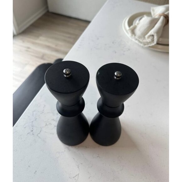 CRATE & BARREL Aster Ebonized Wooden Salt & Pepper Mill Grinder Set in Black - Picture 3 of 4